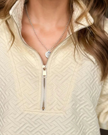 Textured Half Zip Pullover Sweatshirt