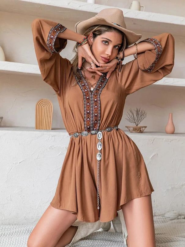 V-Neck Long Sleeve Romper - ShopEasier