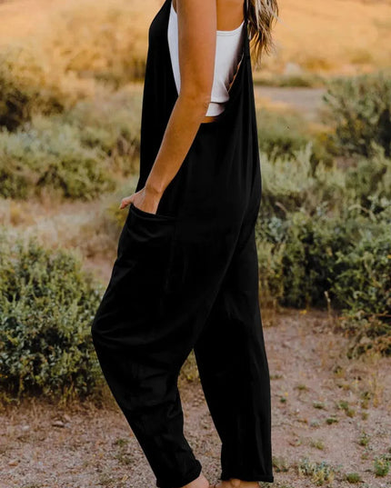 Double Take Full Size V-Neck Sleeveless Jumpsuit with Pockets - ShopEasier