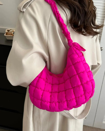 Bubble Texture Ruched Strap Quilted Shoulder Bag - ShopEasier