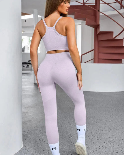 Tank Cropped Active Top and Pants Set - ShopEasier