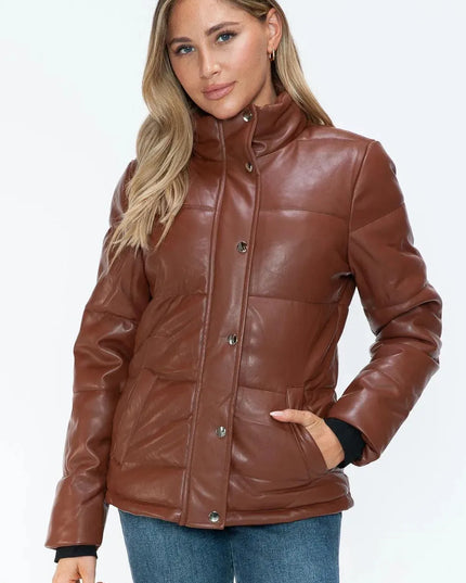 YMI Pocketed Zip Up Turtleneck Puffer Jacket - ShopEasier