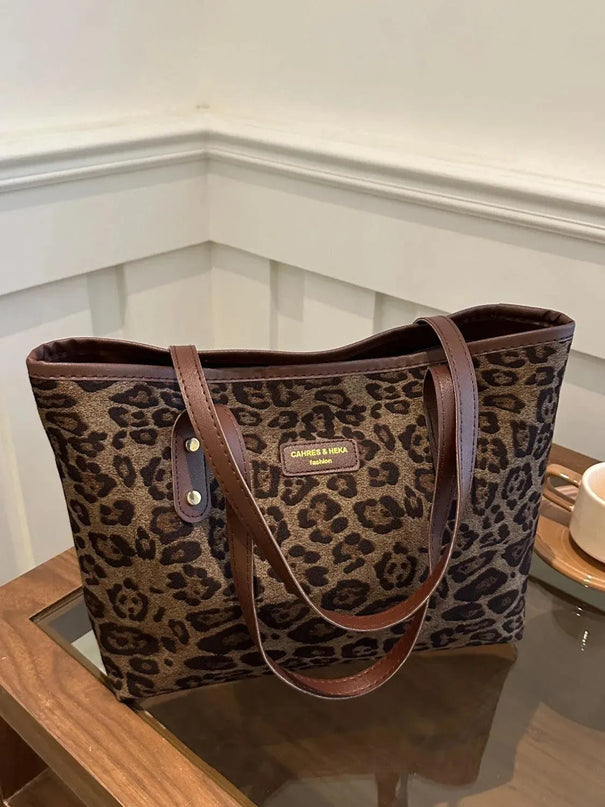 Bolsa de poliéster con estampado de leopardo