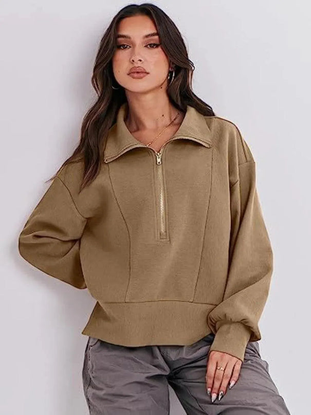 Collared Half Zip Sweatshirt for Comfort and Style