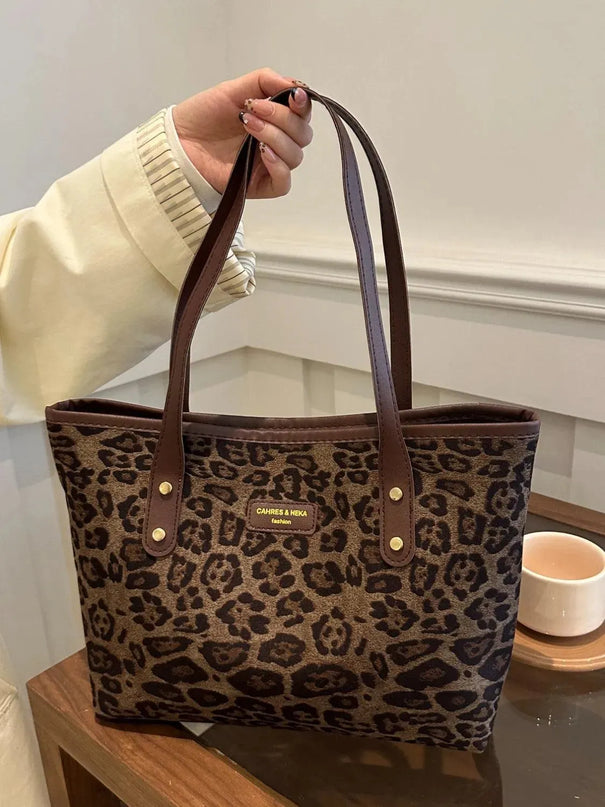 Bolsa de poliéster con estampado de leopardo