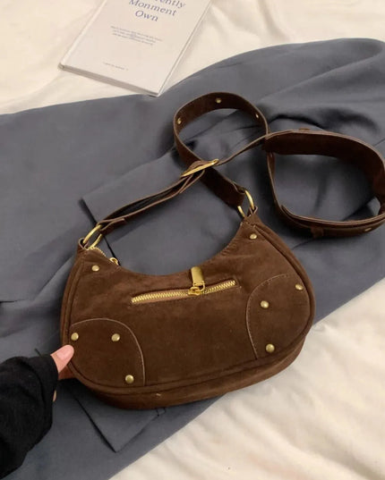 Suede Adjustable Strap Shoulder Bag