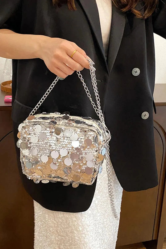 Bolso de hombro con cadena de lentejuelas