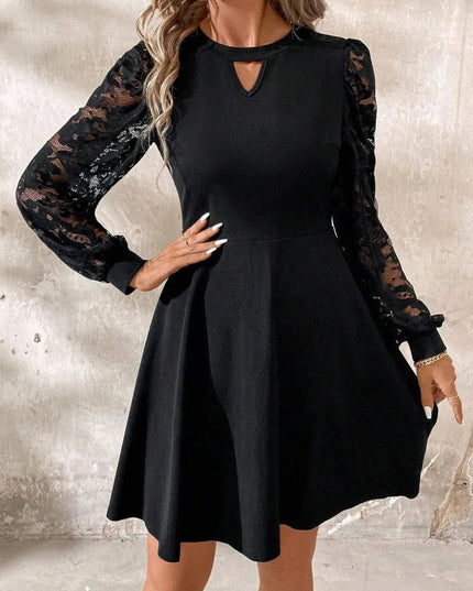 Cutout Lace Long Sleeve Mini Dress