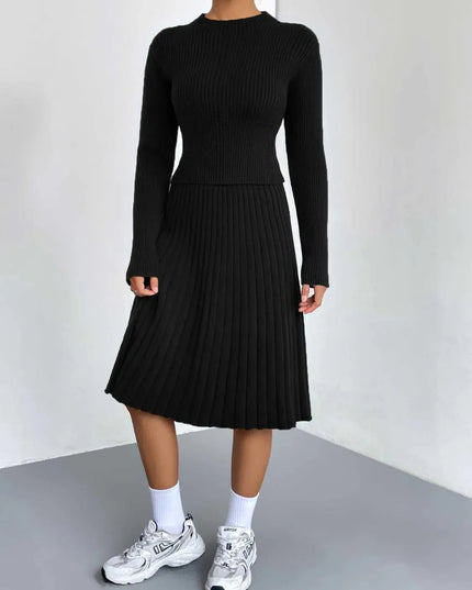 Rib-Knit Sweater and Skirt Set - ShopEasier