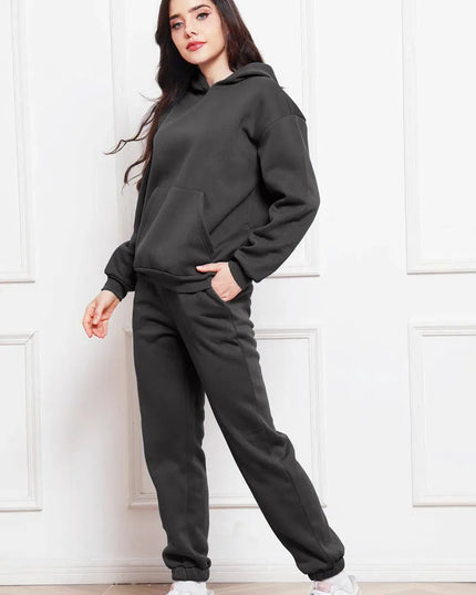 Casual Drop Shoulder Hoodie and Jogger Set