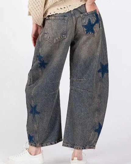 SAGE + FIG Star Wide Leg Jeans with Pockets - ShopEasier