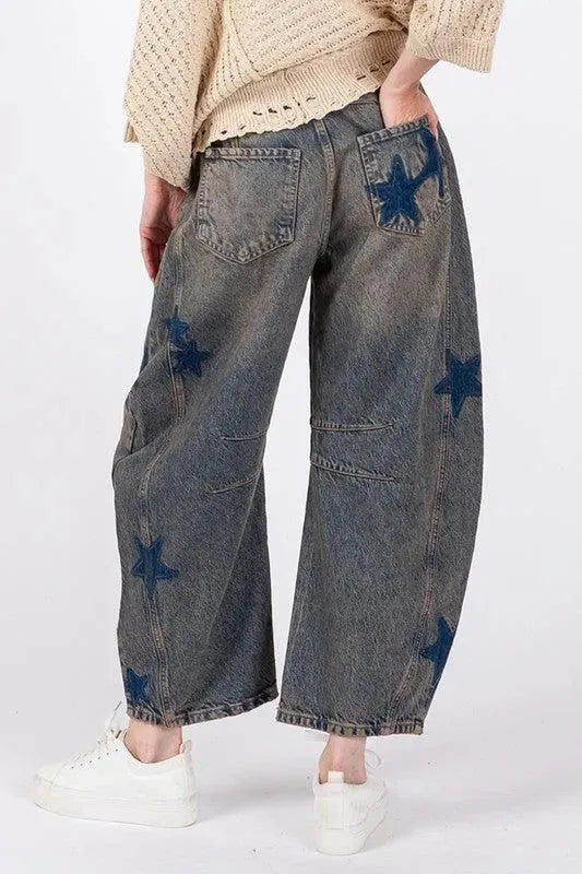 SAGE + FIG Star Wide Leg Jeans with Pockets - ShopEasier