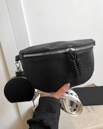 PU Leather Adjustable Strap Crossbody Bag with Coin Purse