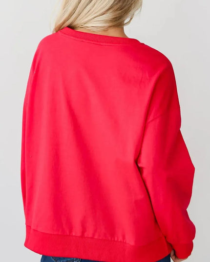 Letter Round Neck Long Sleeve Sweatshirt - ShopEasier