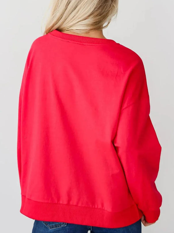 Letter Round Neck Long Sleeve Sweatshirt - ShopEasier