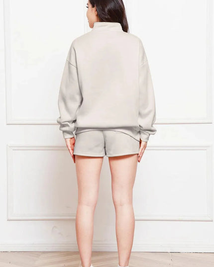 Cozy Half Zip Pullover and Drawstring Short Set