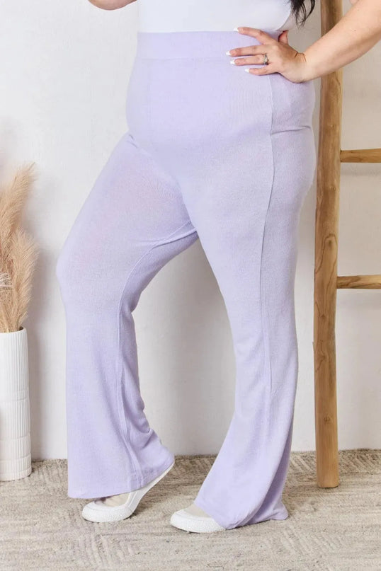 Ultra Soft High Waist Flare Knit Pants for Effortless Style