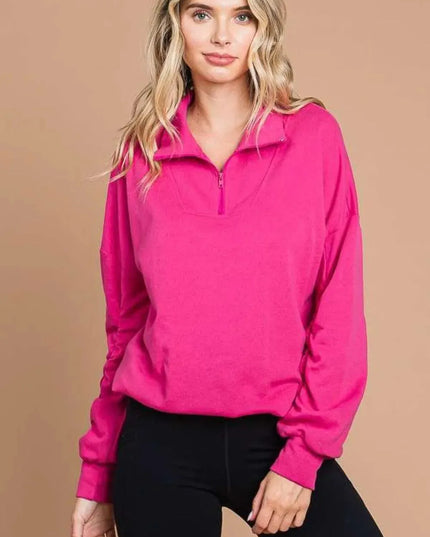 Versatile Comfort Half Zip Long Sleeve Sweatshirt