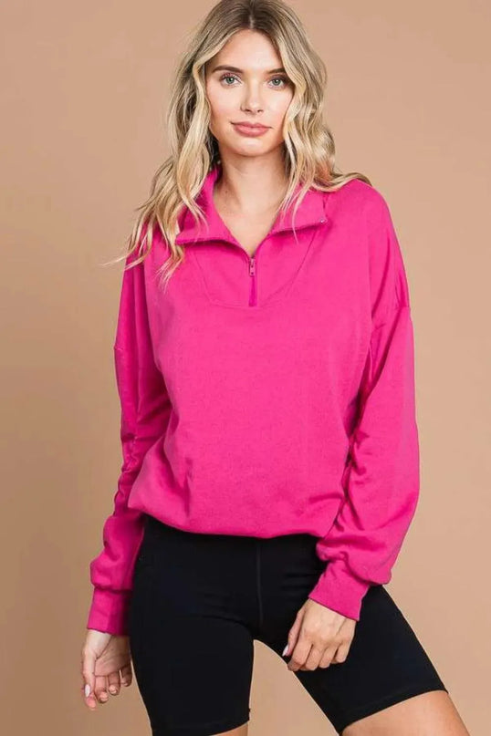 Versatile Comfort Half Zip Long Sleeve Sweatshirt