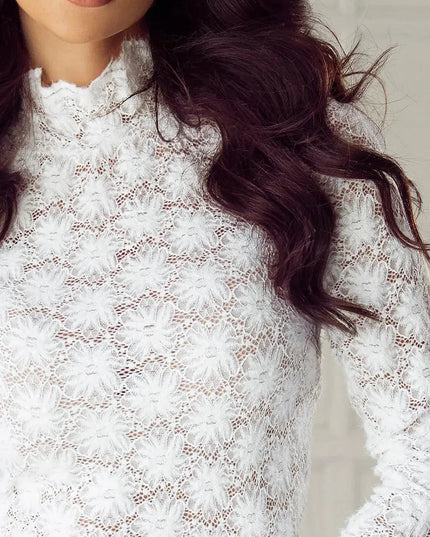 Lace Mock Neck Long Sleeve Top