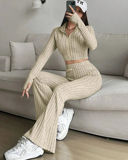 Honey Two-Piece Zip Up Lounge Set with Long Sleeves