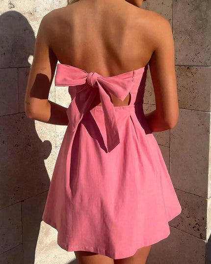 Devine Bow Back Tube Mini Dress