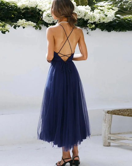 Backless Crisscross Sleeveless Midi Dress