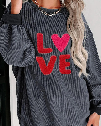 Love Heart Graphic Long Sleeve Sweatshirt for Valentine's Day