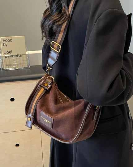 Suede Adjustable Strap Shoulder Bag