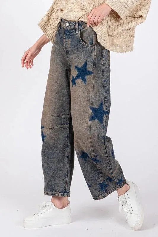 SAGE + FIG Star Wide Leg Jeans with Pockets - ShopEasier