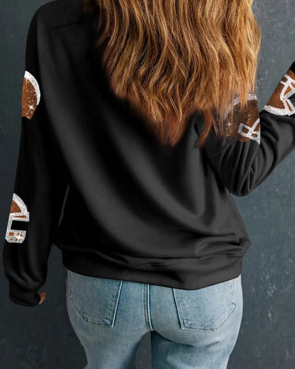 Glittering Sequin Long Sleeve Pullover Sweatshirt