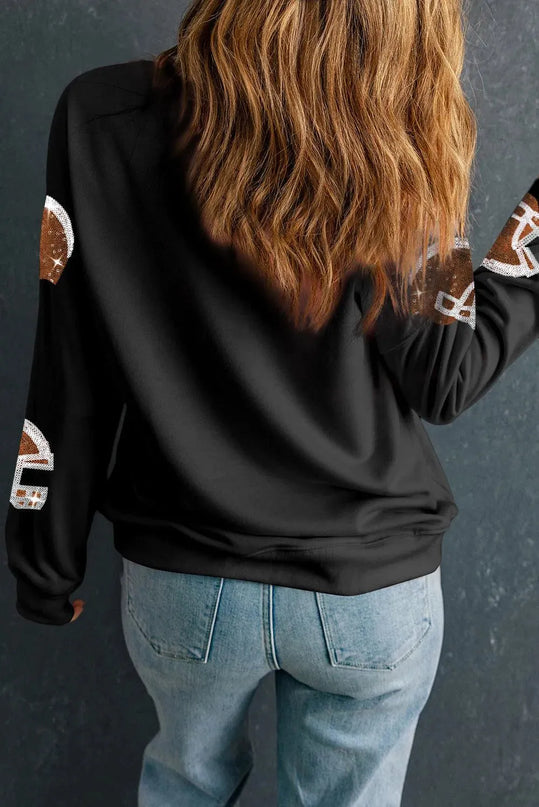 Glittering Sequin Long Sleeve Pullover Sweatshirt