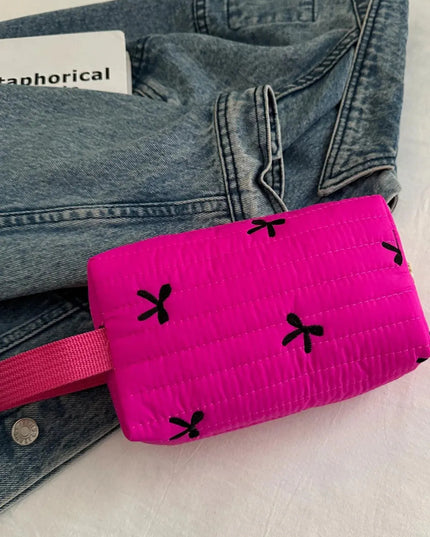 Textured Bow Detail Mini Wristlet