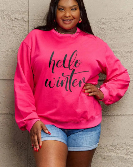 Simply Love Full Size HELLO WINTER Graphic Sweatshirt - ShopEasier