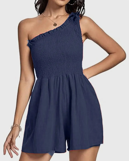 Smocked Single Shoulder Romper - ShopEasier