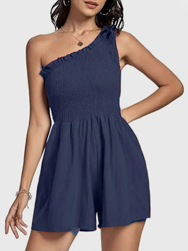 Smocked Single Shoulder Romper - ShopEasier