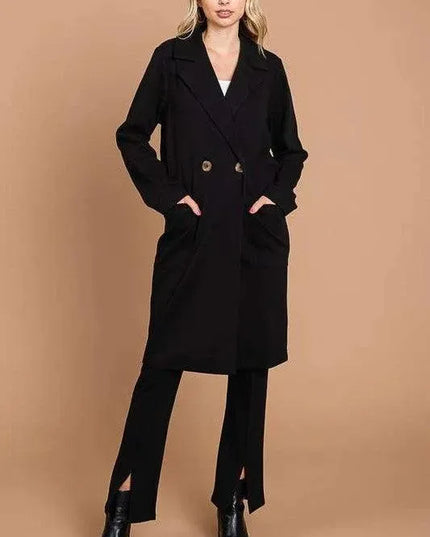 Culture Code Double Breast Lapel Collar Coat - ShopEasier