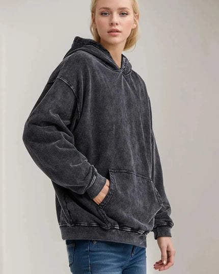 Cozy Cotton Drop Shoulder Hoodie with Front Pocket