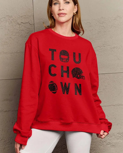 Simply Love Full Size TOUCHDOWN Long Sleeve Sweatshirt - ShopEasier