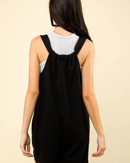 VERY J Tie Shoulder Front Pocket Romper - ShopEasier