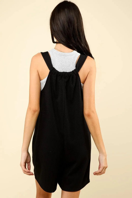 VERY J Tie Shoulder Front Pocket Romper - ShopEasier