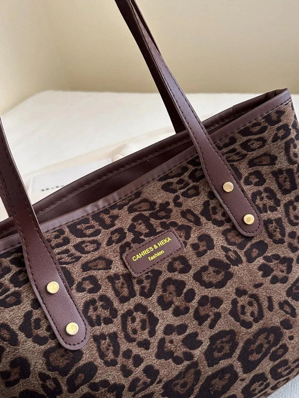 Bolsa de poliéster con estampado de leopardo