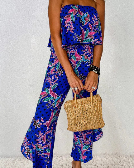 Printed Tube Jumpsuit - ShopEasier