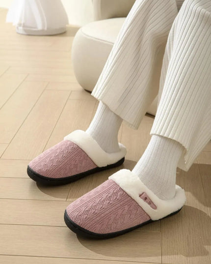 Cozy Horn Buckle Fuzzy Flat Slippers