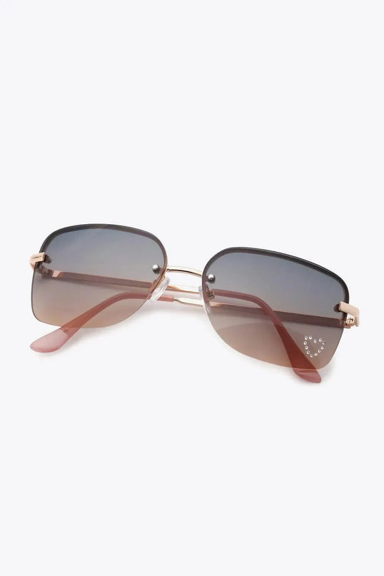 Rhinestone-Embellished Wayfarer Sunglasses with Metal Frame