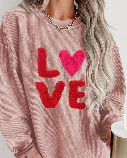 Love Heart Graphic Long Sleeve Sweatshirt for Valentine's Day