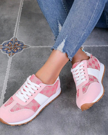 Contrast Round Toe Flat Sneakers - ShopEasier