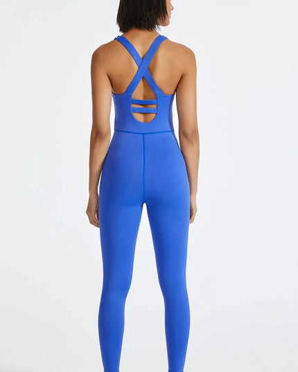 Crisscross Back Wide Strap Active Jumpsuit - ShopEasier