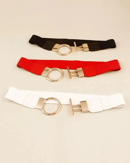 Round Zinc Alloy Buckle PU Leather Belt