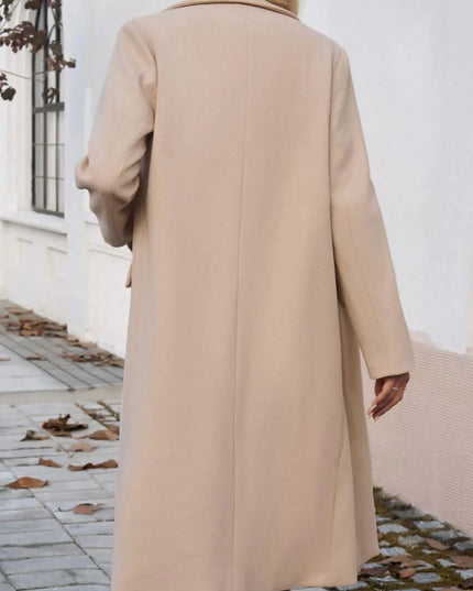 Stylish Pocketed Long Sleeve Coat with Collared Neck